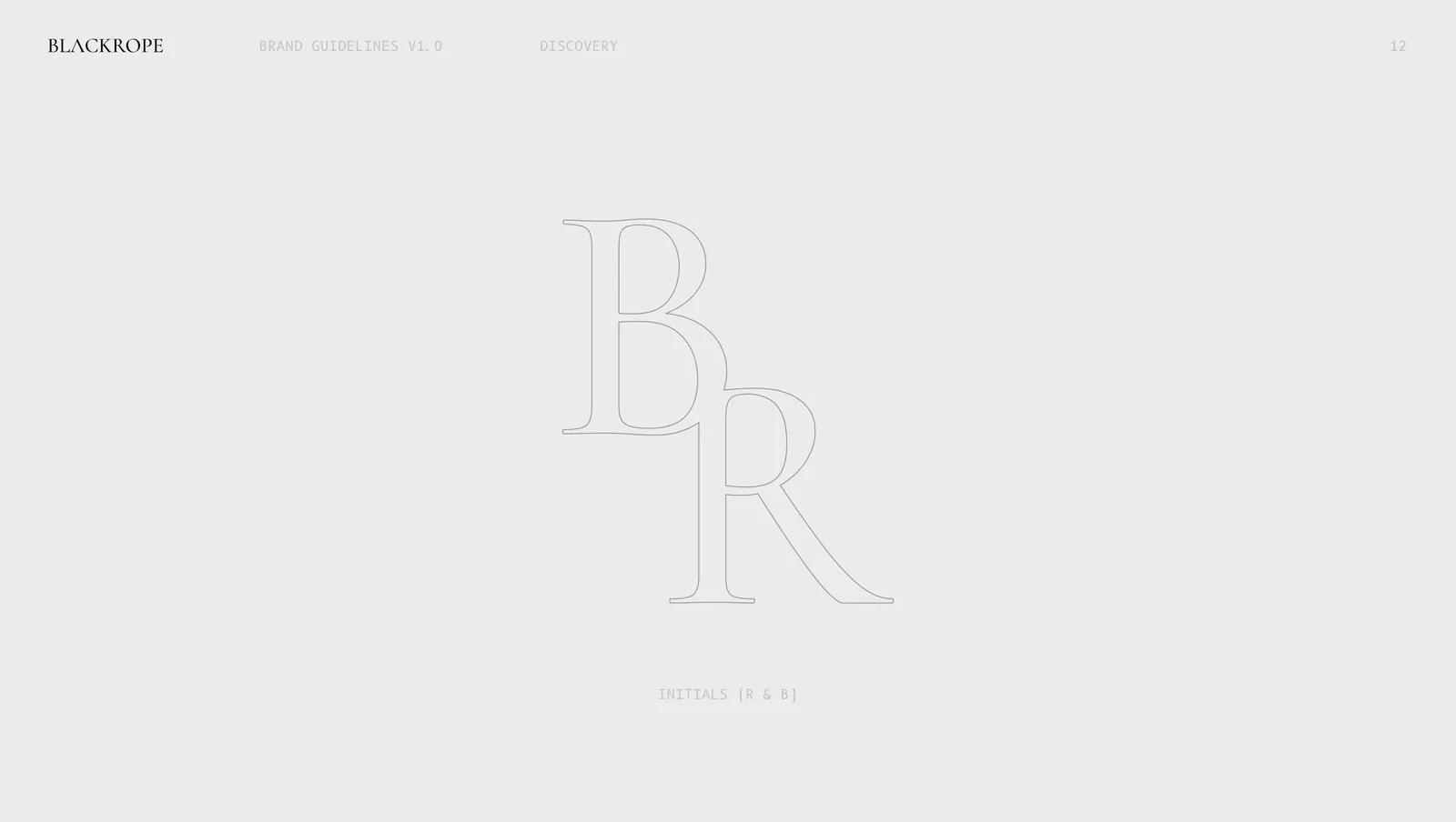 The fourth mark drawn out, a high contrast serif B and R interlocked.