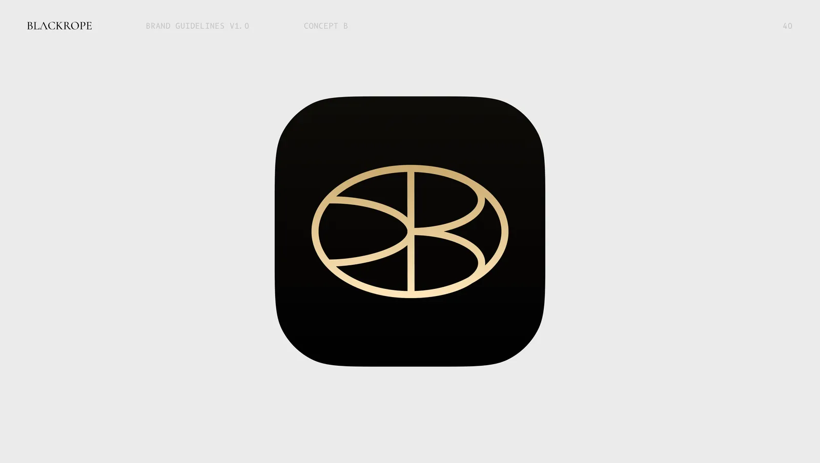 Concept two as an app icon, the gold oval centred on a black rounded square.