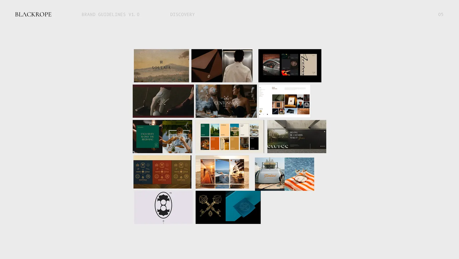 A reference wall of luxury retail, hospitality and editorial work.
