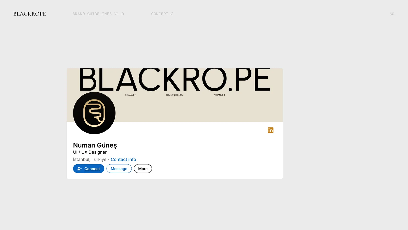 Concept three on LinkedIn, the wordmark running the full width of the banner.
