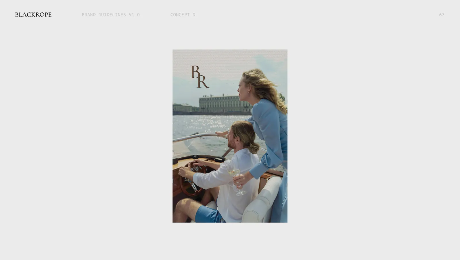 Concept four on a poster, the mark over two people at the wheel of a boat.