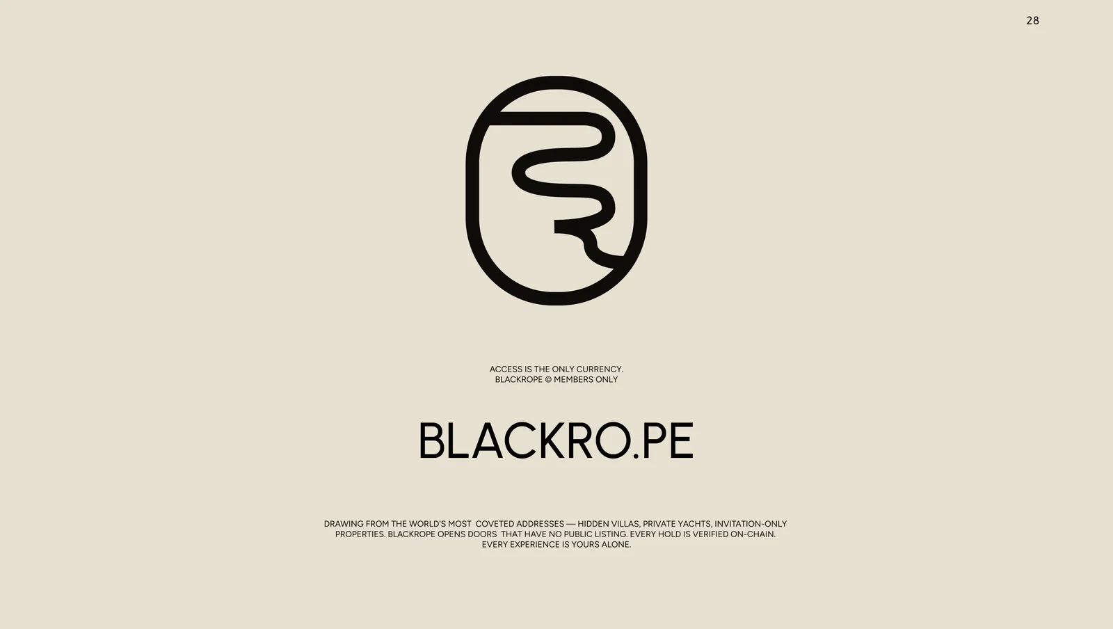 The rope loop on cream, over "Access is the only currency" and the wordmark.