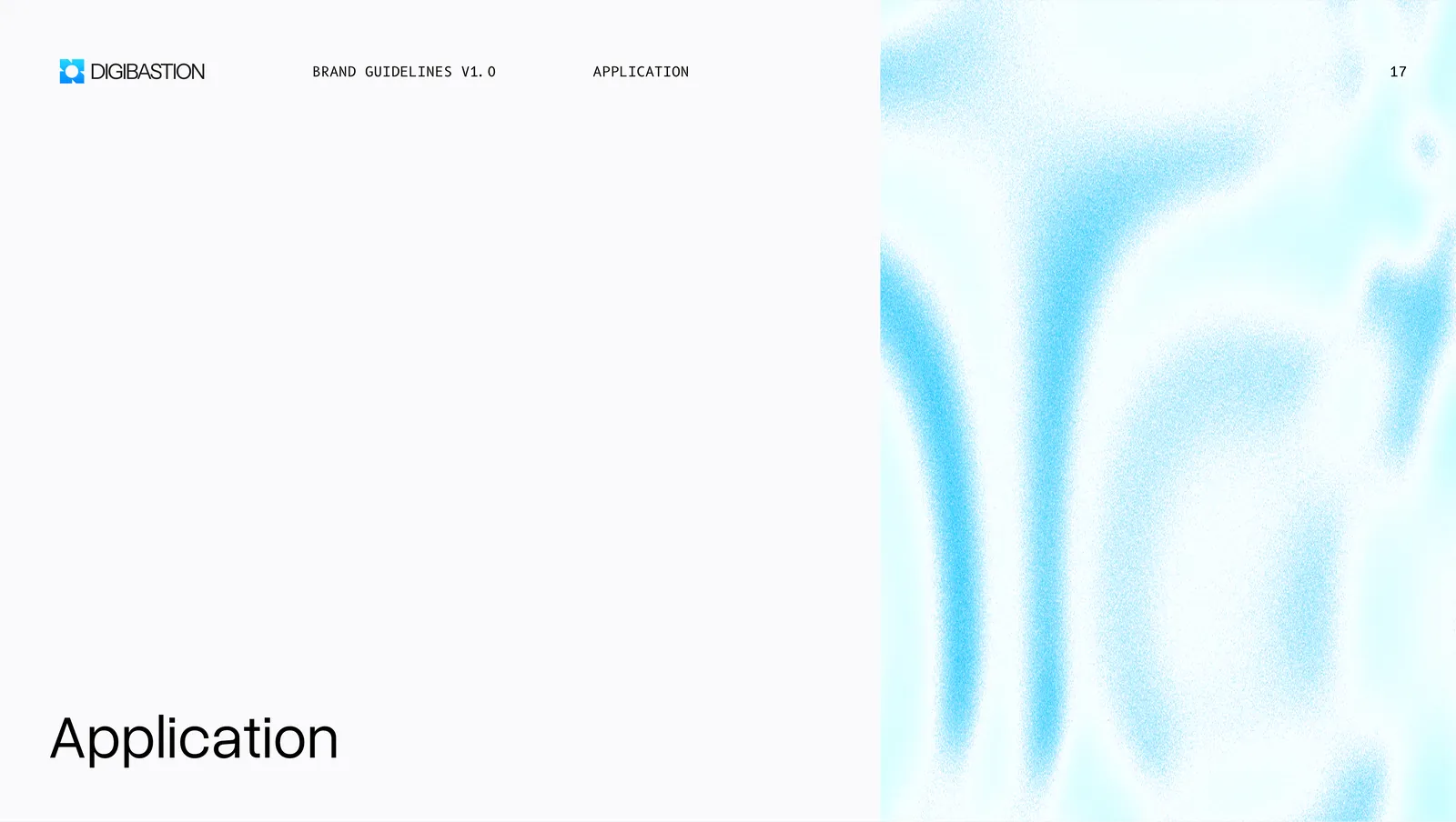 The applications section opener, the cyan wash filling the right half of the page.
